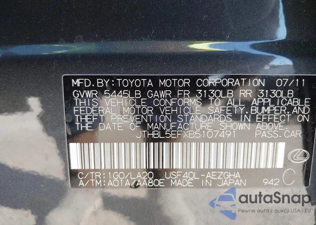 JTHBL5EFXB5107491: 43422122