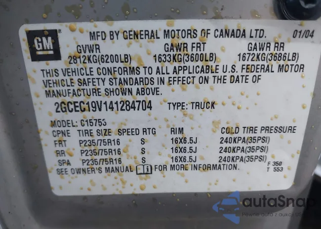 2GCEC19V141284704: 43422126