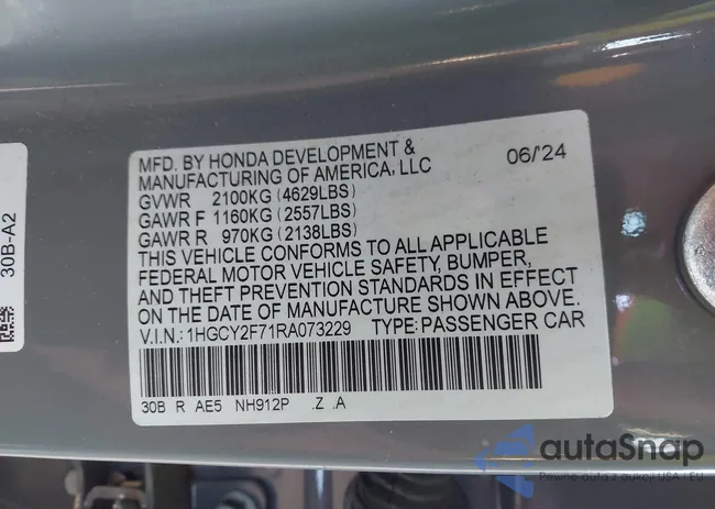 1HGCY2F71RA073229: 43422128