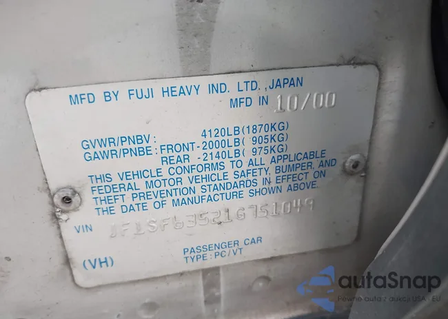 JF1SF63521G751049: 43422134