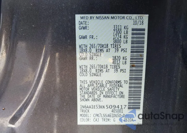 1N6AA1E53KN509417: 43422142