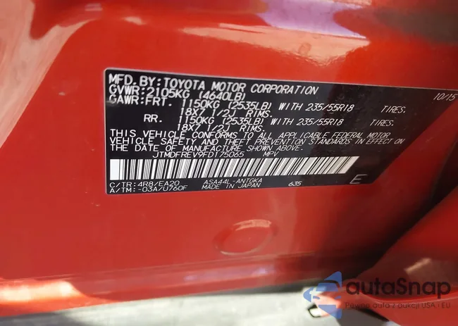 JTMDFREV9FD175065: 43422145