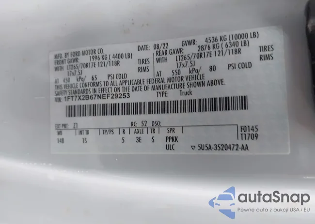 1FT7X2B67NEF29253: 43422167