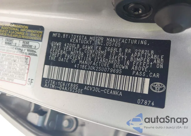 4T1BE30K25U079695: 43421184