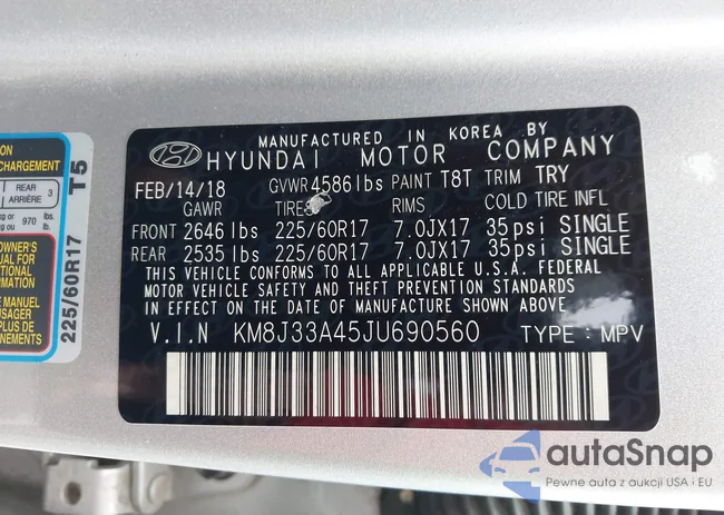 KM8J33A45JU690560: 43421208