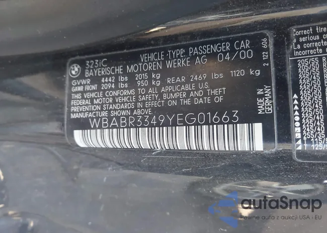 WBABR3349YEG01663: 43421217