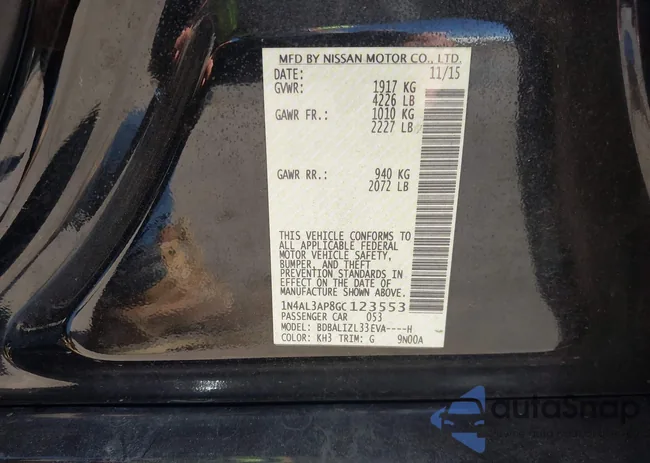 1N4AL3AP8GC123553: 43421237