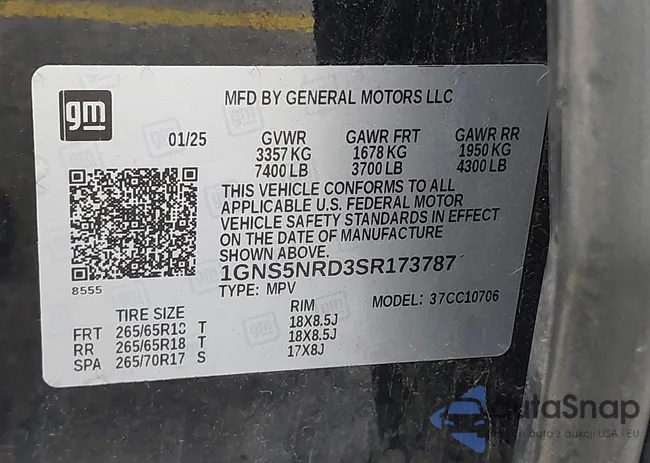 1GNS5NRD3SR173787: 43421247