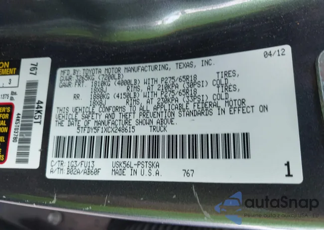 5TFDY5F1XCX248615: 43421269