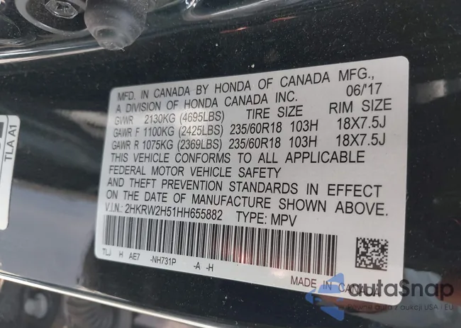 2HKRW2H51HH655882: 43421272