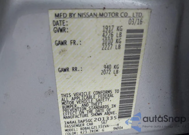 1N4AL3AP5GC201335: 43421306