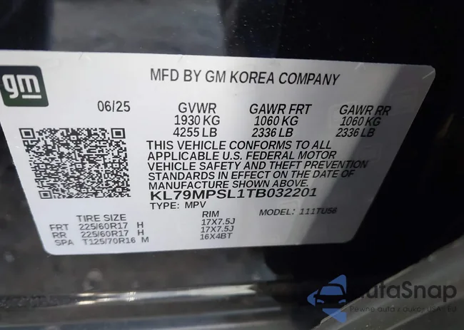 KL79MPSL1TB032201: 43421350