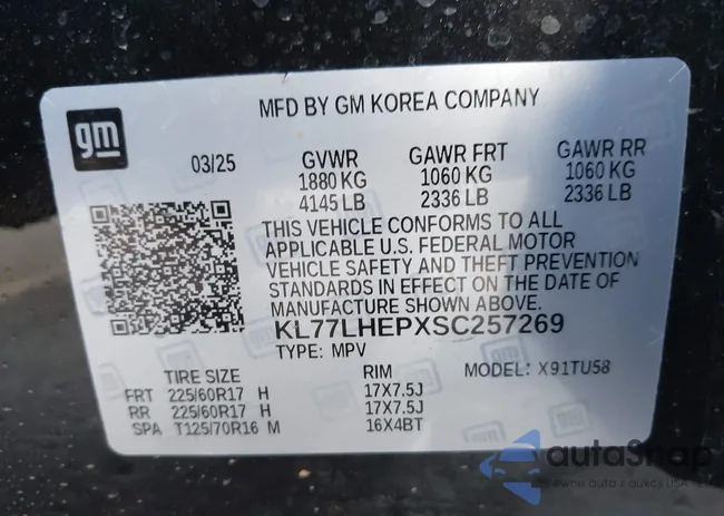 KL77LHEPXSC257269: 43421385