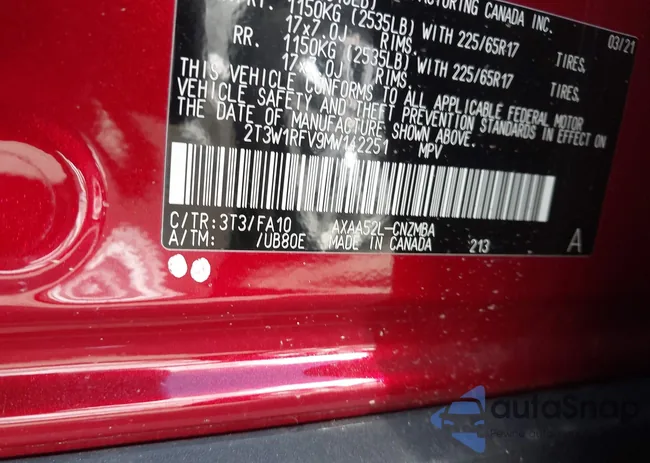 2T3W1RFV9MW142251: 43421386