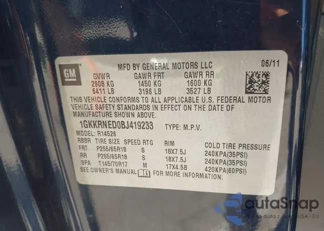 1GKKRNED0BJ419233: 43421395