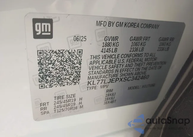 KL77LJEPXSC342460: 43421436