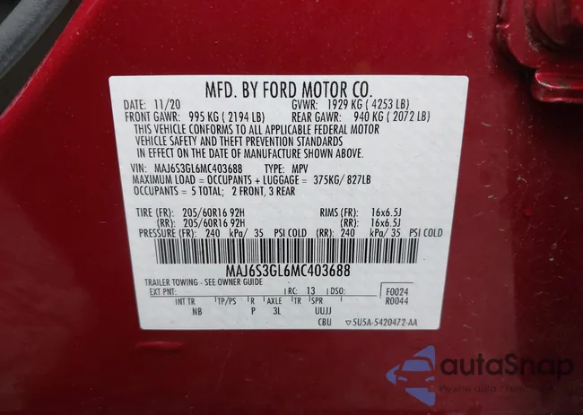 MAJ6S3GL6MC403688: 43422750