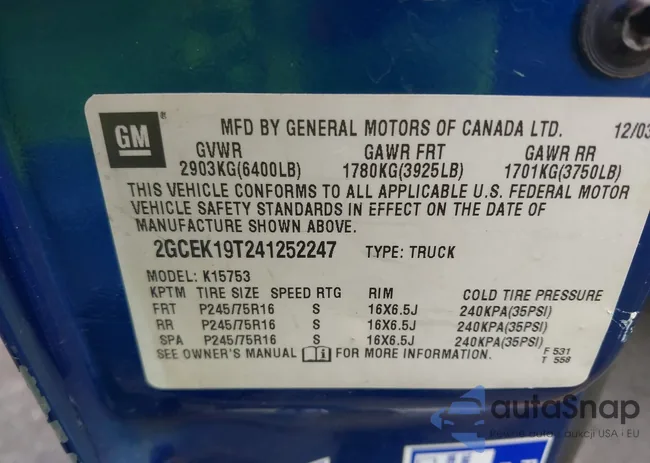 2GCEK19T241252247: 43422843