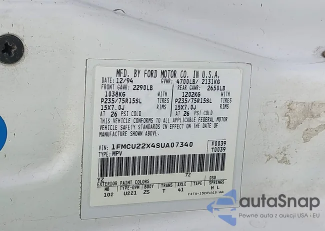 1FMCU22X4SUA07340: 43422866