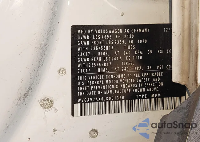 WVGAV7AX6JK001326: 43422883