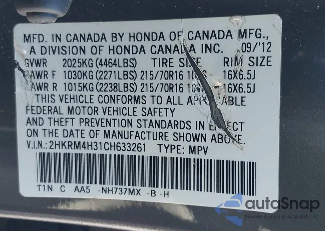 2HKRM4H31CH633261: 43422890