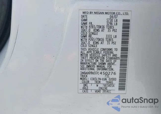 1N6AD09U37C450276: 43422924