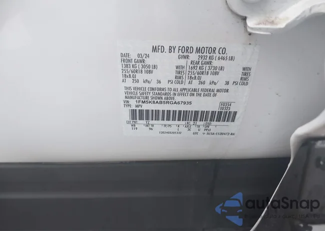 1FM5K8AB5RGA67935: 43422930