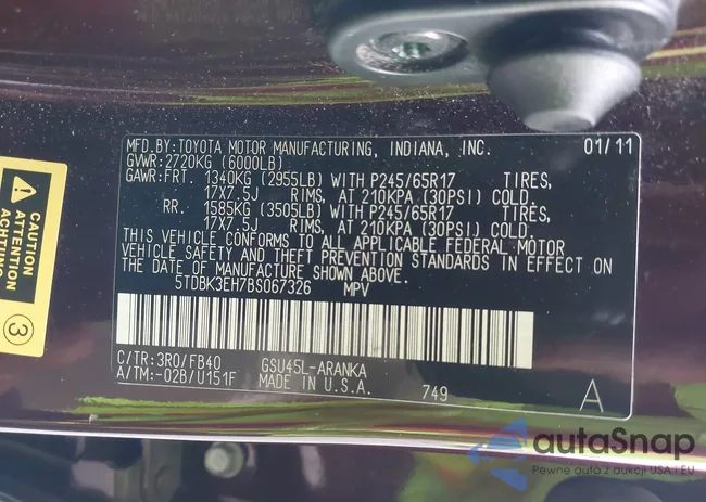 5TDBK3EH7BS067326: 43423067