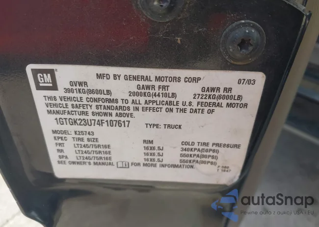 1GTGK23U74F107617: 43423101