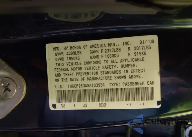 1HGCP26349A103954: 43422229