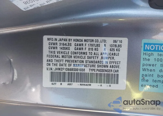 JHMZF1D66BS001038: 43422310