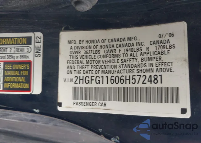 2HGFG11606H572481: 43422382