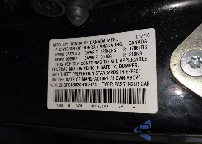 2HGFC4B02GH308154: 43422413