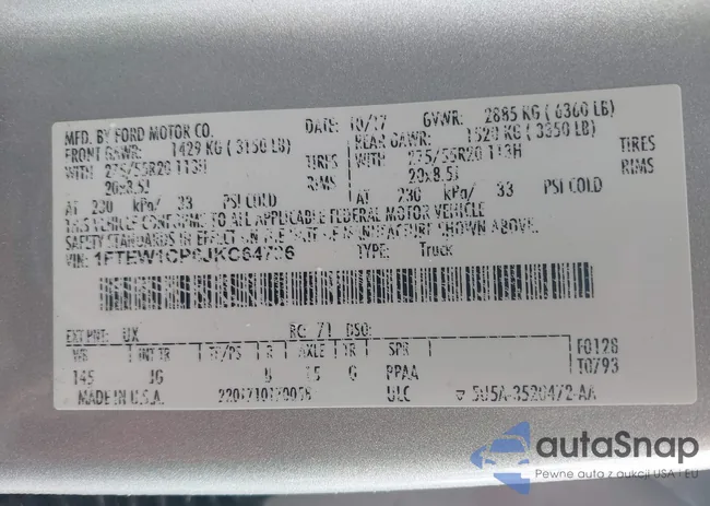 1FTEW1CP6JKC64736: 43422527