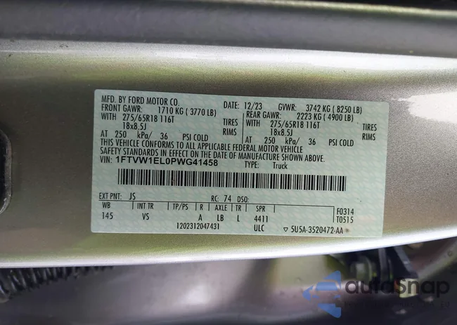 1FTVW1EL0PWG41458: 43422532