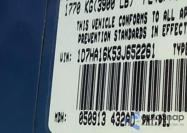 1D7HA16K53J652261: 43422542