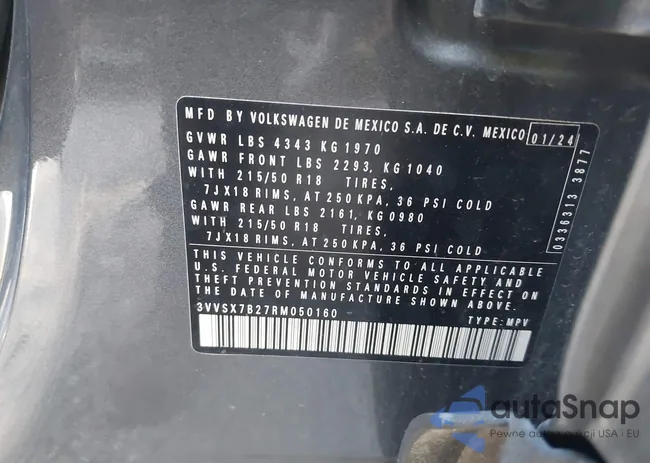 3VVSX7B27RM050160: 43422553