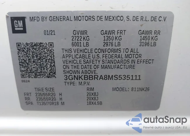 3GNKBBRA8MS535111: 43422563