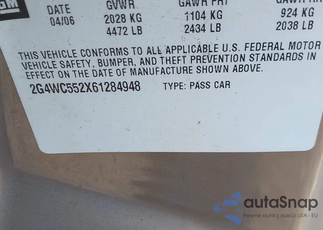 2G4WC552X61284948: 43422565