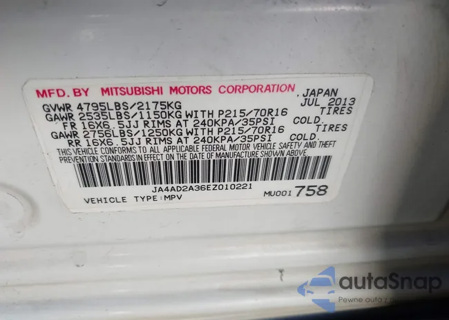 JA4AD2A36EZ010221: 43423619