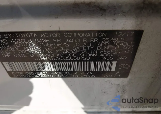 JTHBA1D26J5068720: 43423683