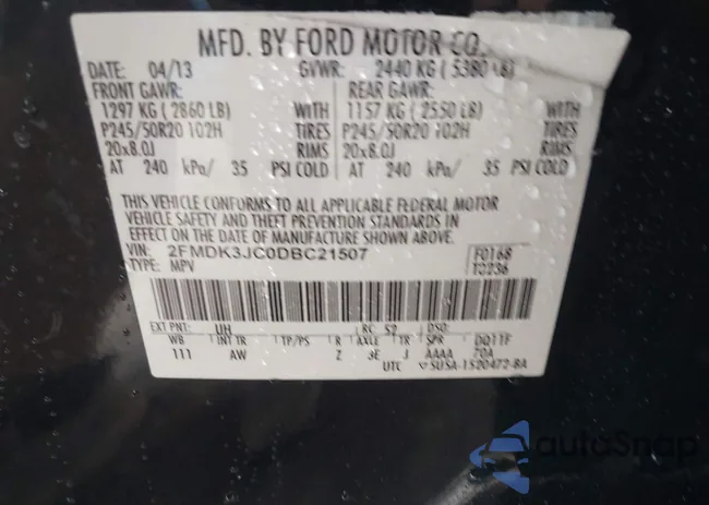 2FMDK3JC0DBC21507: 43423707