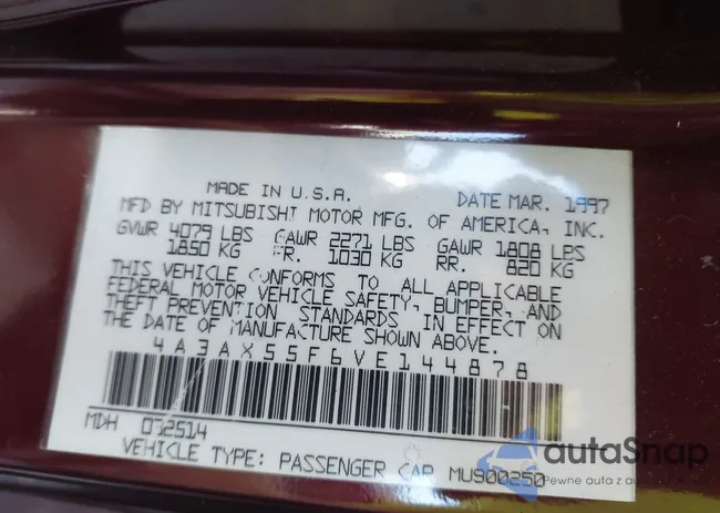 4A3AX55F6VE144878: 43423751