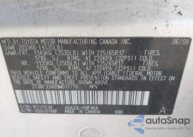 2T3BF33V09W017776: 43423857