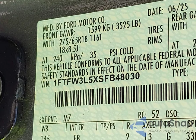 1FTFW3L5XSFB48030: 43423879