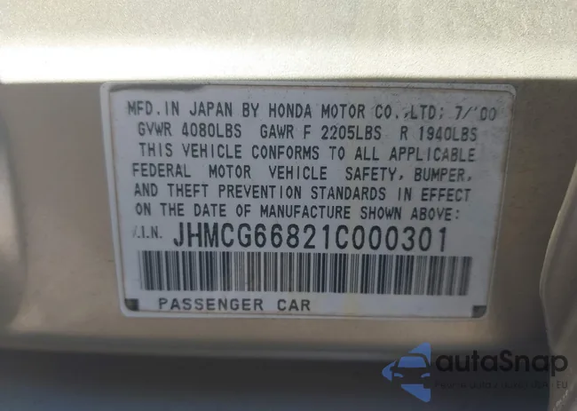 JHMCG66821C000301: 43423974