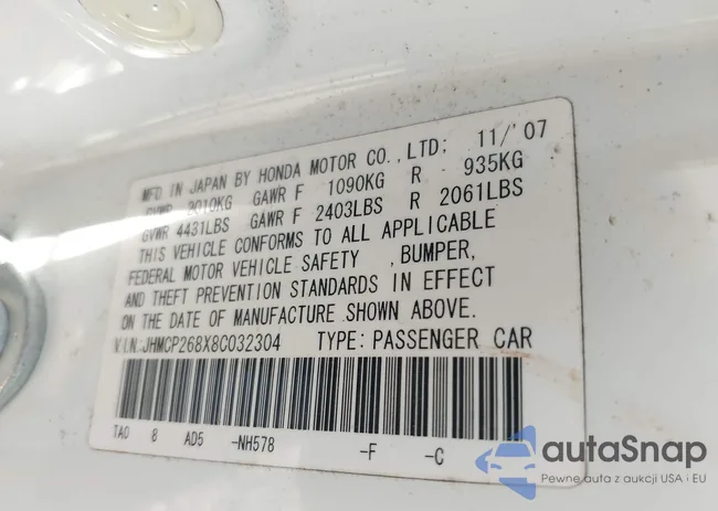 JHMCP268X8C032304: 43424121