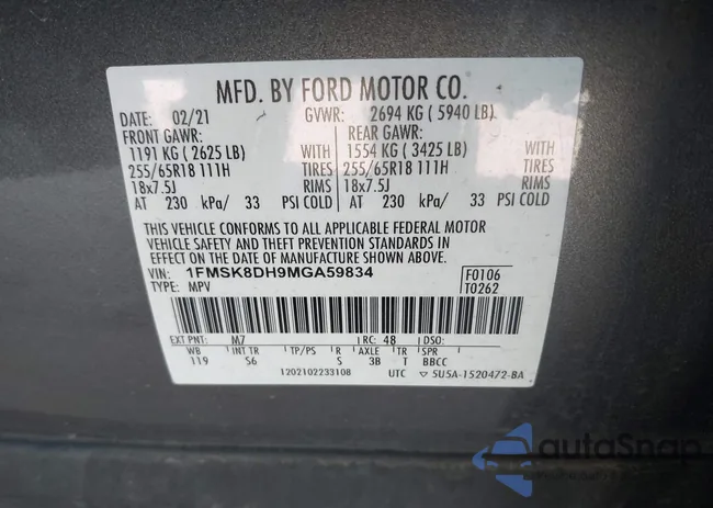 1FMSK8DH9MGA59834: 43424147