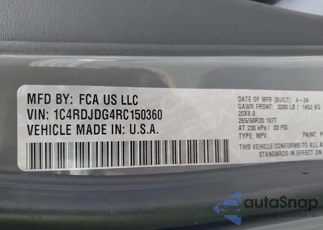 1C4RDJDG4RC150360: 43423241