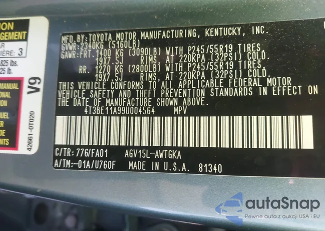 4T3BE11A99U004564: 43423277